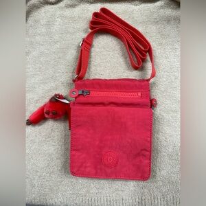 Kipling Red Crossbody Bag with Monkey Keychain(NNT)